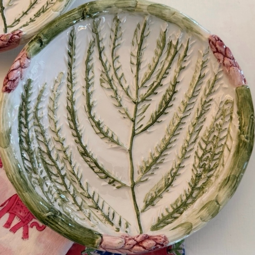 Neiman Marcus Vintage Figural Asparagus
Salad Plates Made in Italy Majolica